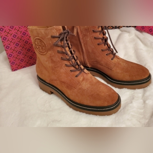 📢SALE 0342 NEW! TORY BURCH Boots Miller 50 mm Lug Sole Bootie Sensory MFO-Suede - Picture 4 of 15